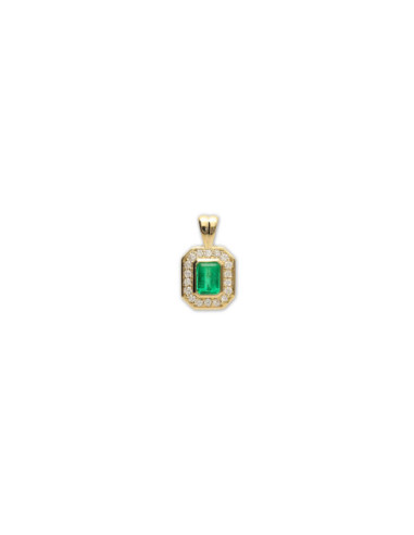 Colgante Oro Amarillo, Esmeralda Y Diamantes