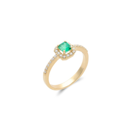 Anillo Oro Amarillo, Esmeralda Y Diamantes. Género: Mujer. Material: Oro amarillo. Piedras: Diamantes,Esmeraldas