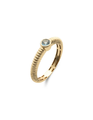 Anillo Oro Amarillo Y Aguamarina