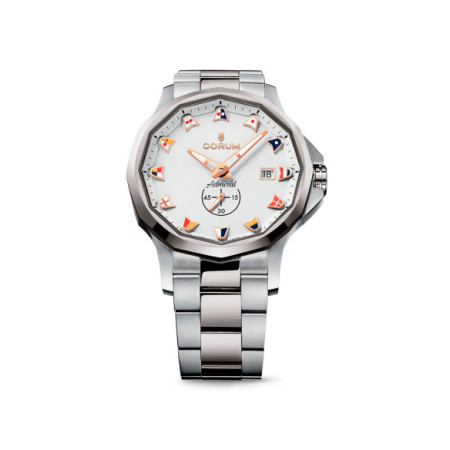Reloj Corum Admiral 42 395.110.20.V720.AA24. Género: Hombre. Material: Acero. Tamaño: De 39mm a 42mm. Correa: Acero. Color esfera: Blanco. Estilo: Deportivo,Casual. Movimiento: Automático. Características técnicas: Hora y segundero,Calendario