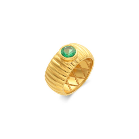 Anillo Plata Chapada Y Piedra Verde. Género: Mujer. Material: Plata chapada. Piedras: Otras gemas