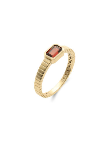 Anillo Oro Amarillo Y Granate