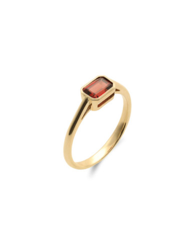 Anillo Oro Amarillo Y Granate