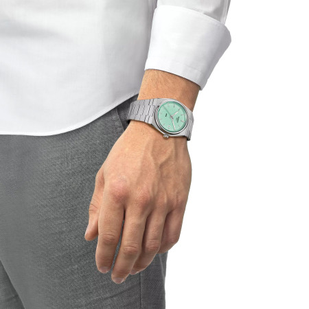 Reloj Tissot PRX T137.410.11.091.01. Género: Hombre. Material: Acero. Tamaño: De 39mm a 42mm. Correa: Acero. Color esfera: Verde. Estilo: Casual. Movimiento: Cuarzo. Características técnicas: Hora y segundero,Calendario