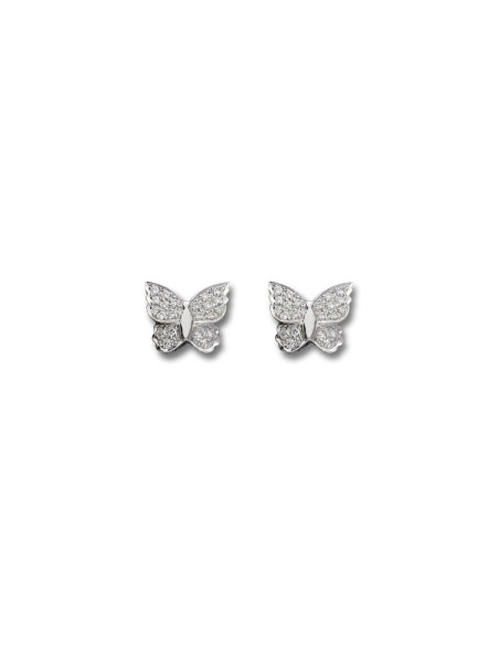 Pendientes Oro Blanco, Diamantes Y Coral