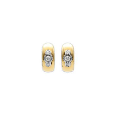 Pendientes Oro Amarillo-Blanco Con Diamantes. Género: Mujer. Material: Oro amarillo,Oro blanco. Piedras: Diamantes