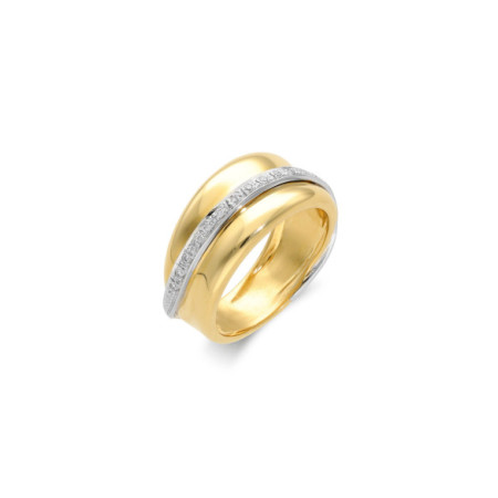 Anillo Oro Amarillo-Blanco Y Diamantes. Género: Mujer. Material: Oro amarillo,Oro blanco. Piedras: Diamantes