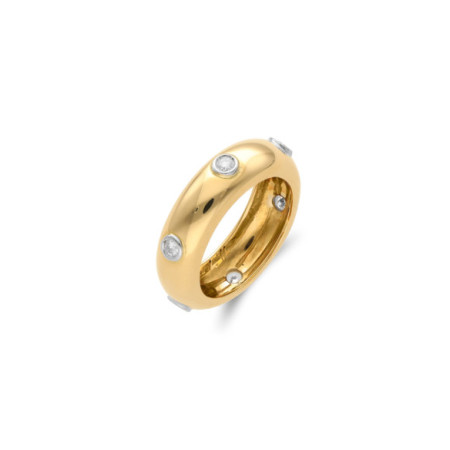 Anillo Oro Amarillo-Blanco Y Diamantes. Género: Mujer. Material: Oro amarillo,Oro blanco. Piedras: Diamantes