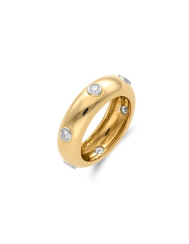 Anillo Oro Amarillo-Blanco Y Diamantes