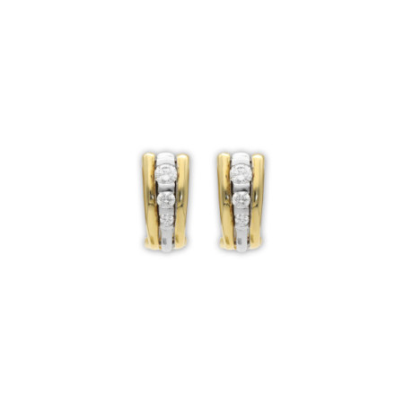 Pendientes Oro Amarillo-Blanco Con Diamantes. Género: Mujer. Material: Oro amarillo,Oro blanco. Piedras: Diamantes