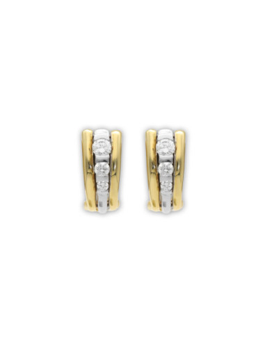 Pendientes Oro Amarillo-Blanco Con Diamantes