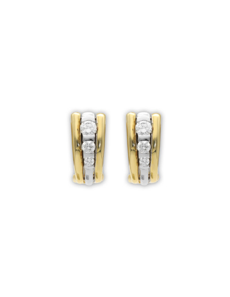 Pendientes Oro Amarillo-Blanco Con Diamantes