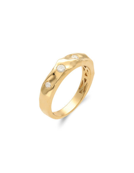 Anillo Oro Amarillo Y Diamantes