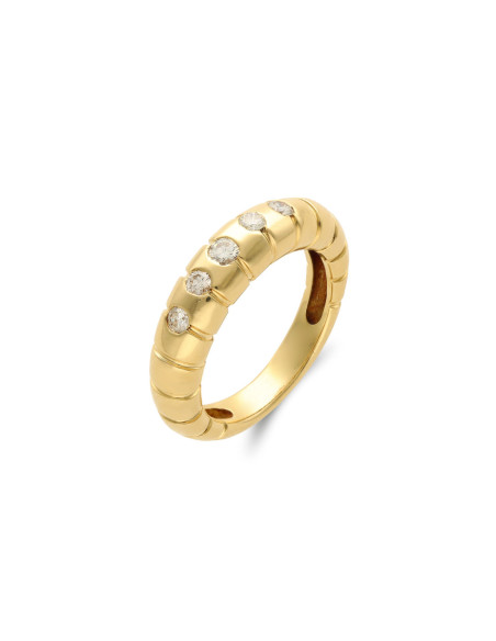 Anillo Oro Amarillo Y Diamantes
