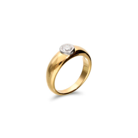 Anillo Oro Amarillo, Platino Y Diamante. Género: Mujer. Material: Platino,Oro amarillo. Piedras: Diamantes