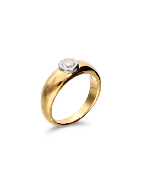 Anillo Oro Amarillo, Platino Y Diamante