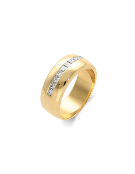 Anillo Oro Amarillo Y Diamantes