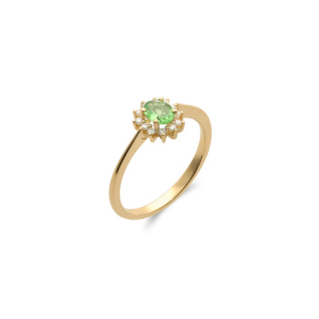 Anillo Oro Amarillo, Tsavorita Y Diamantes. Género: Mujer. Material: Oro amarillo. Piedras: Tsavorita,Diamantes