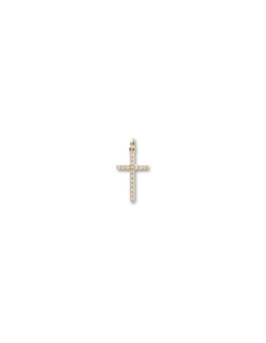 Colgante Cruz Oro Amarillo Y Diamantes