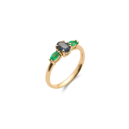 Anillo Oro Amarillo, Zafiro Y Esmeraldas. Género: Mujer. Material: Oro amarillo. Piedras: Zafiros,Esmeraldas
