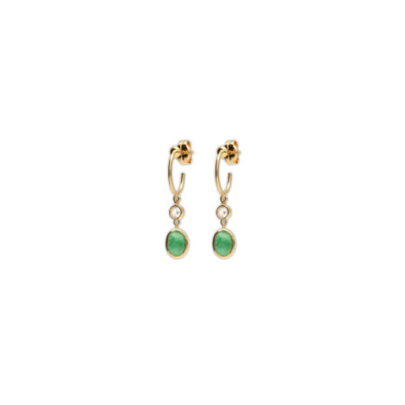 Pendientes Oro Amarillo, Circonita Y Esmeralda. Género: Mujer. Material: Oro amarillo. Piedras: Circonitas,Esmeraldas
