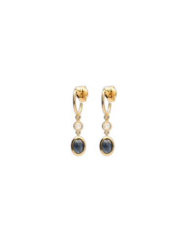Argollas Oro Amarillo, Circonita Y Zafiro