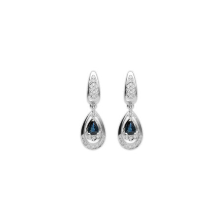 Pendientes Oro Blanco, Zafiro Y Diamantes. Género: Mujer. Material: Oro blanco. Piedras: Diamantes,Zafiros