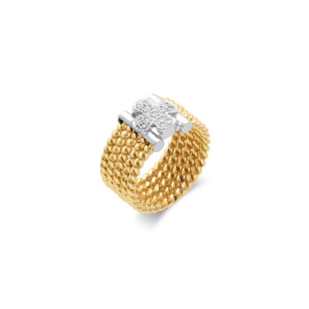 Anillo Oro Amarillo-Blanco Y Diamantes. Género: Mujer. Material: Oro amarillo,Oro blanco. Piedras: Diamantes