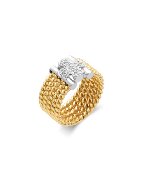 Anillo Oro Amarillo-Blanco Y Diamantes