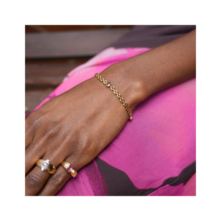 Pulsera Oro Amarillo Y Rubí. Género: Mujer. Material: Oro amarillo. Piedras: Rubies