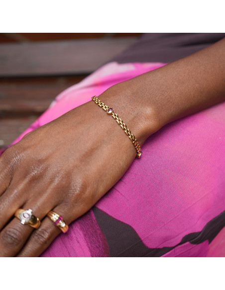 Pulsera Oro Amarillo Y Rubí