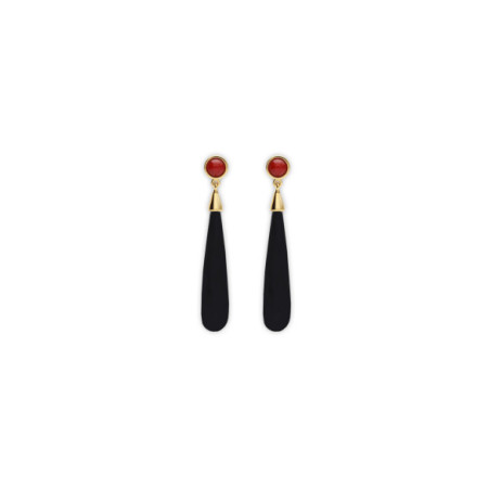 Pendientes Plata Chapada, Coral Y Ónix. Género: Mujer. Material: Plata chapada. Piedras: Coral,Onix