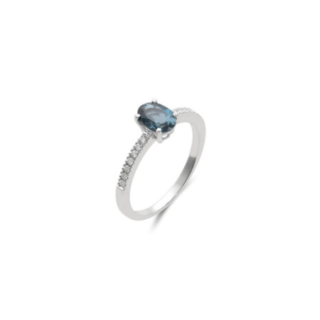 Anillo Oro Blanco, Topacio Y Diamantes. Género: Mujer. Material: Oro blanco. Piedras: Diamantes,Topacio azul