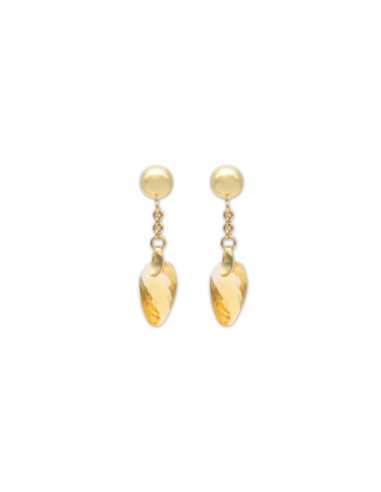 Pendientes Oro Amarillo Y Citrino