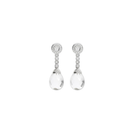 Pendientes Oro Blanco, Diamantes Y Cristal De Roca. Género: Mujer. Material: Oro blanco. Piedras: Diamantes,Otras gemas
