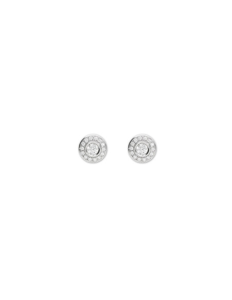 Pendientes Oro Blanco, Diamantes Y Cristal De Roca