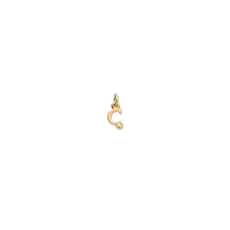 Colgante Inicial C Con Diamante. Género: Mujer,Niña. Material: Oro amarillo. Piedras: Diamantes