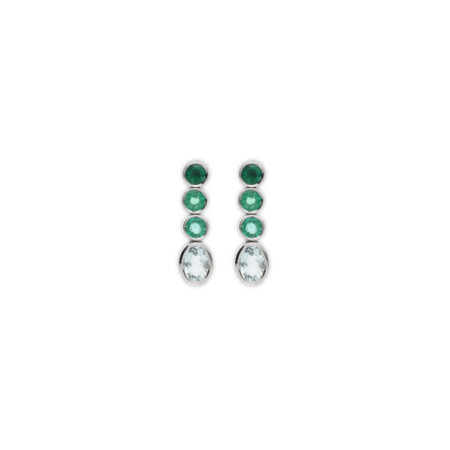 Pendientes Oro Blanco, Esmeraldas Y Aguamarina. Género: Mujer. Material: Oro blanco. Piedras: Esmeraldas,Aguamarinas