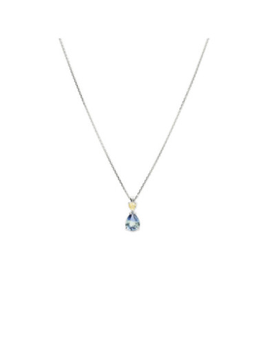 Cadena-Colgante Oro Blanco, Zafiro Y Diamante