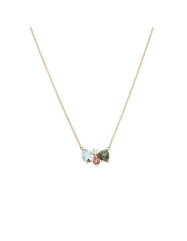 Gargantilla Oro Amarillo, Diamante, Turmalinas Y Aguamarina