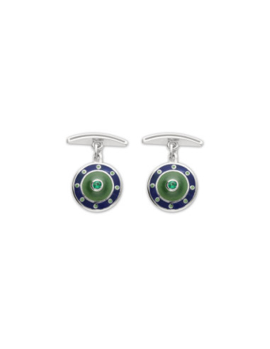 Gemelos Plata, Esmeralda, Esmalte Azul Y Verde