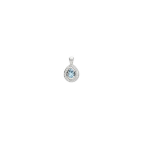 Colgante Oro Blanco, Aguamarina Y Diamantes. Género: Mujer. Material: Oro blanco. Piedras: Diamantes,Aguamarinas