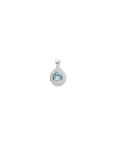 Colgante Oro Blanco, Aguamarina Y Diamantes