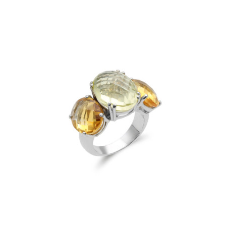 Anillo Oro Blanco, Cuarzo Lemon Y Citrinos. Género: Mujer. Material: Oro blanco. Piedras: Otras gemas,Citrino
