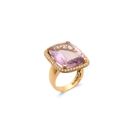 Anillo Oro Rosa, Amatista Y Diamantes. Género: Mujer. Material: Oro rosa. Piedras: Diamantes,Amatistas