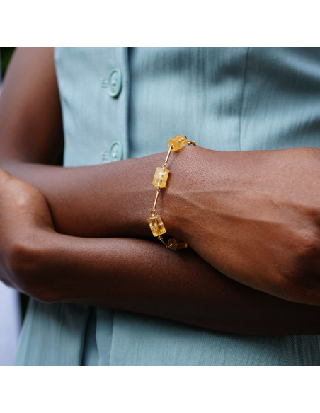 Pulsera Oro Amarillo Y Citrino