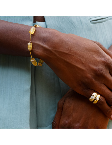 Pulsera Oro Amarillo Y Citrino