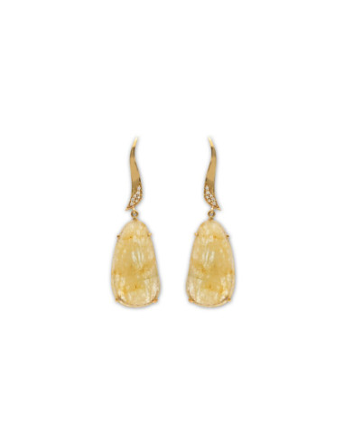 Pendientes Oro Amarillo, Zafiro Y Diamantes