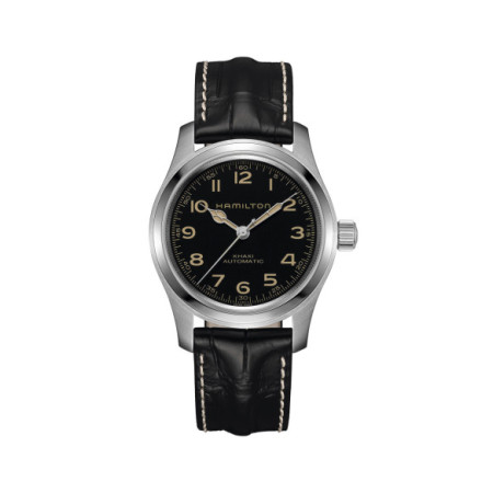 Reloj Hamilton Khaki Field Murph H70605732. Género: Hombre. Material: Acero. Tamaño: De 39mm a 42mm. Correa: Piel. Color esfera: Negro. Estilo: Clásico,Cocktail,Casual. Movimiento: Automático. Características técnicas: Hora y segundero,Reserva de marcha