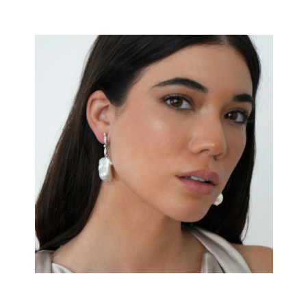 Pendientes Oro Blanco, Diamantes Y Perla. Género: Mujer. Material: Oro blanco. Piedras: Diamantes,Perlas
